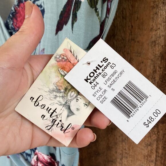 About A Girl Blue Floral Faux Wrap Side Tie High-low Maxi Dress - Picture 7 of 11